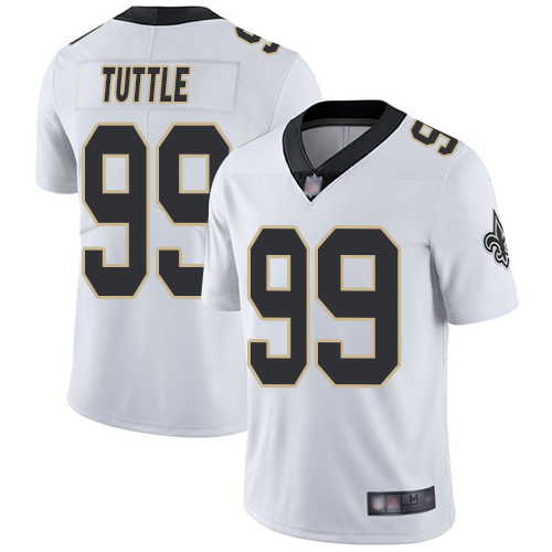 Men New Orleans Saints Limited White Men Shy Tuttle Road Jersey NFL Football #99 Vapor Untouchable Jersey